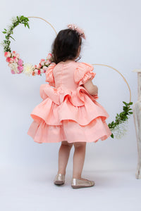 Girls Peach Sequence And Tassel Frock