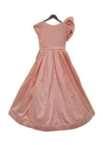 Girls Peach Taffeta Silk Gown