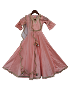 Girls Peach Anarkali Dress