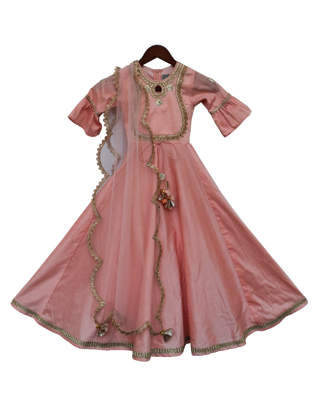 Girls Peach Anarkali Dress