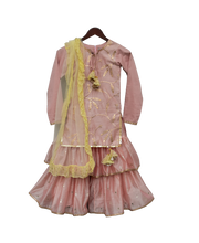 Load image into Gallery viewer, Girls Peach Embroidery Kurta With Peach Sharara