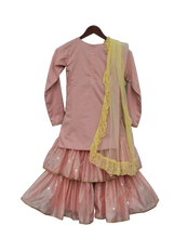 Load image into Gallery viewer, Girls Peach Embroidery Kurta With Peach Sharara