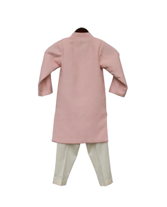 Boys Peach Linen Ajkan With Pant