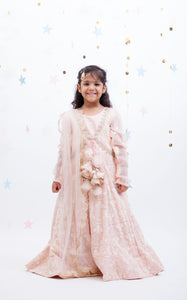 Girls Peach Lucknowi Anarkali