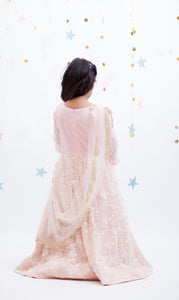 Girls Peach Lucknowi Anarkali