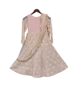 Girls Peach Lucknowi Anarkali