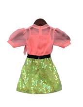 Load image into Gallery viewer, Girls Peach Organza And Sequins Dress
