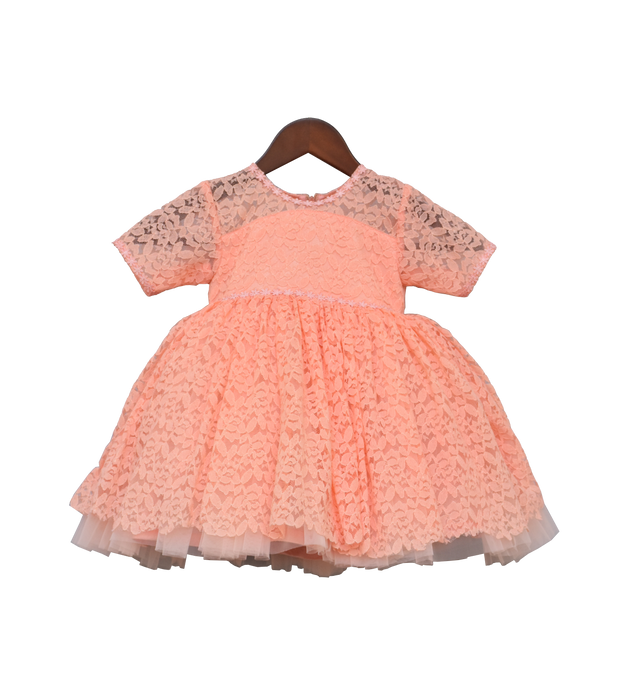 Girls Peach Shanti Layer Frock