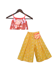 Load image into Gallery viewer, Girls Peach Soft Sequence Top With Printed Plazo