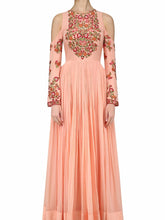 Load image into Gallery viewer, Peach Cold Shoulder Gown