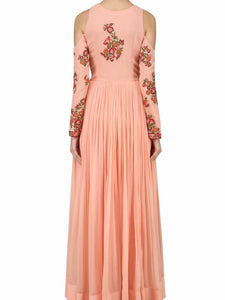 Peach Cold Shoulder Gown