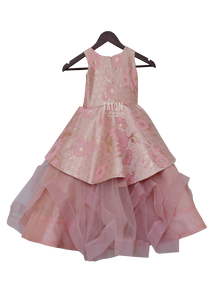 Girls Peachi Pink Flaier Gown