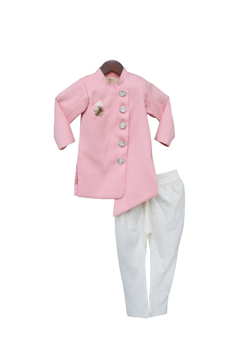 BOYS Pink Ajkan With Off White Chudidar