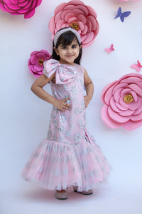 Girls Pink Glitter Gown