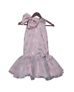 Girls Pink Glitter Gown