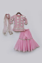 Load image into Gallery viewer, Girls Pink Gota Embroidery Kurti With Sharara