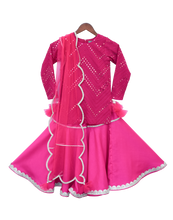 Load image into Gallery viewer, Girls Pink Mirror Work Kurti With Sharara