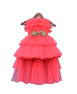 Girls Pink Shimmer Net Gown