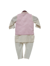 Load image into Gallery viewer, Boys Pink Embroidery Jacket With Offwhite Kurti And Churidar