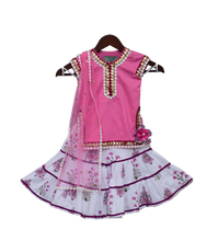 Load image into Gallery viewer, Girls Pink Kurti With Printed Sharara &amp; Dupatta