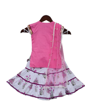 Load image into Gallery viewer, Girls Pink Kurti With Printed Sharara &amp; Dupatta