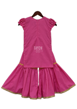 Load image into Gallery viewer, Girls Pink Kurti With Attached Jacket &amp; Sharara