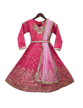 Load image into Gallery viewer, Girls Pink Seq Embroidery Anarkali Dress