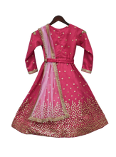 Load image into Gallery viewer, Girls Pink Seq Embroidery Anarkali Dress