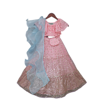 Load image into Gallery viewer, Girls Pink Sequence Top With Lehenga