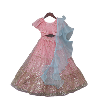 Load image into Gallery viewer, Girls Pink Sequence Top With Lehenga