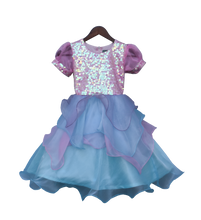 Load image into Gallery viewer, Girls Pink Sequence Yoke With Organza Frock