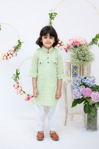 Boys Polka Print Pathani Kurta Salwar