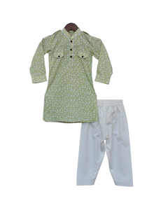 Boys Polka Print Pathani Kurta Salwar