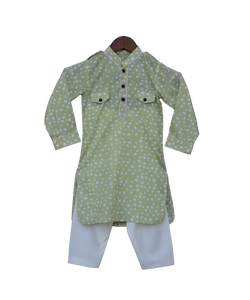 Boys Polka Print Pathani Kurta Salwar