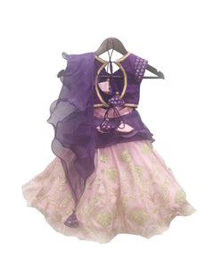 Girls Purple Choli With Pink Lehenga