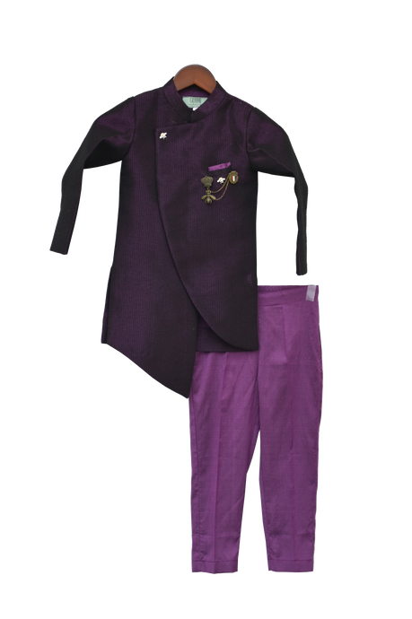 Boys Purple Ajkan With Pant