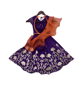 Girls Purple Embroidery Choli With Purple Gota Lehenga in USA