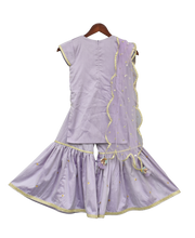 Load image into Gallery viewer, Girls Purple Kurti With Attached Phulkari Jacket &amp; Sharara