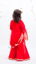 Load image into Gallery viewer, Girls Red Embroidery Kurti With Red Sharara