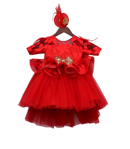 Girls Red Lace Dress