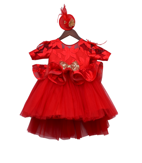 Girls Red Lace Dress