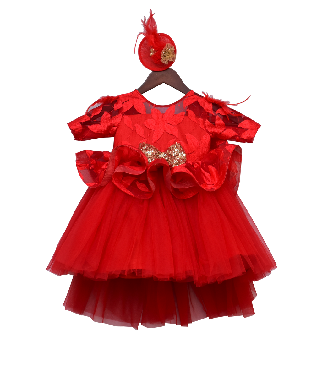 Girls Red Lace Dress