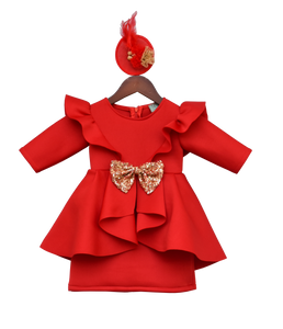 Girls Red Neoprene Dress