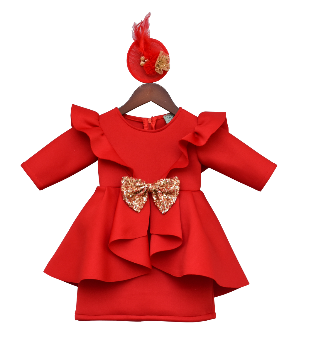 Girls Red Neoprene Dress