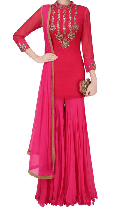 Red Pink Garara Set