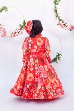 Load image into Gallery viewer, Girls Red Floral Gown