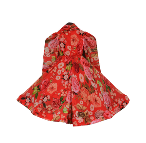 Girls Red Floral Gown