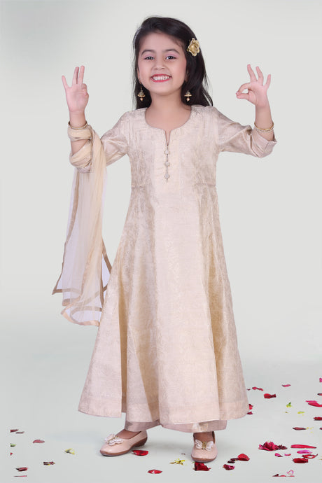 Girls Anarkali Kurta And Palazzo Set With Dupatta