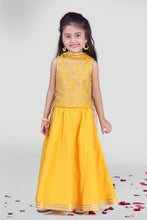 Load image into Gallery viewer, Girls Yellow Skirt And Choli Set With Dupatta