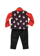 Load image into Gallery viewer, Boys Santa Claus Print Waist Coat With Pant &amp; Shirt